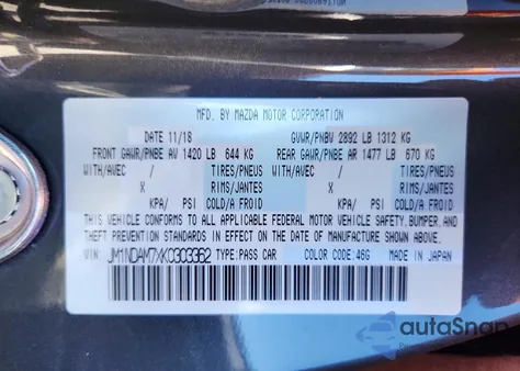 2019 Mazda Mx-5 Miata Grand Touring z USA, uszkodzony, nr VIN JM1NDAM7XK0303362